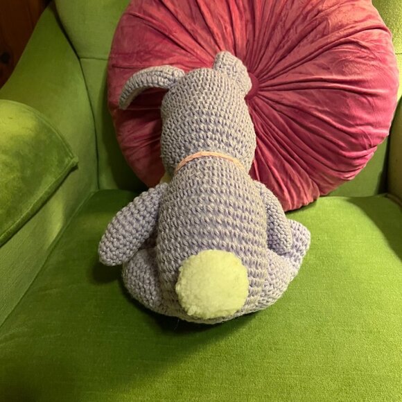 True Vintage Crocheted Amigurumi Purple Easter Bunny Rabbit Plush Stuffed Animal - Picture 8 of 12